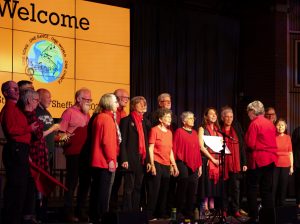 A choir at the concert on Friday evening.