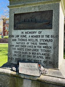 Close-up of Titanic plaque