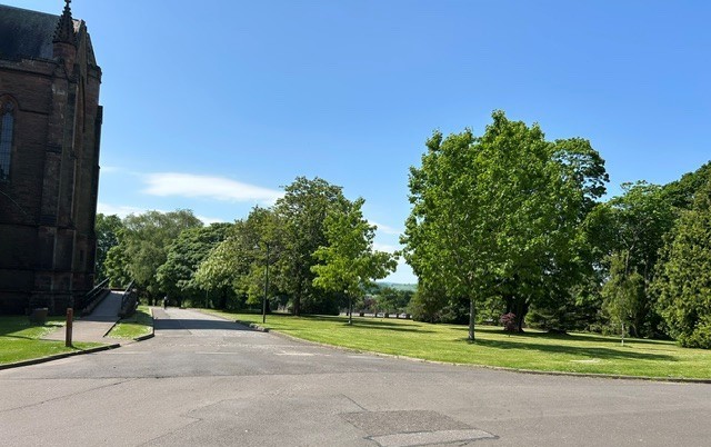 Camping area to the right on grass