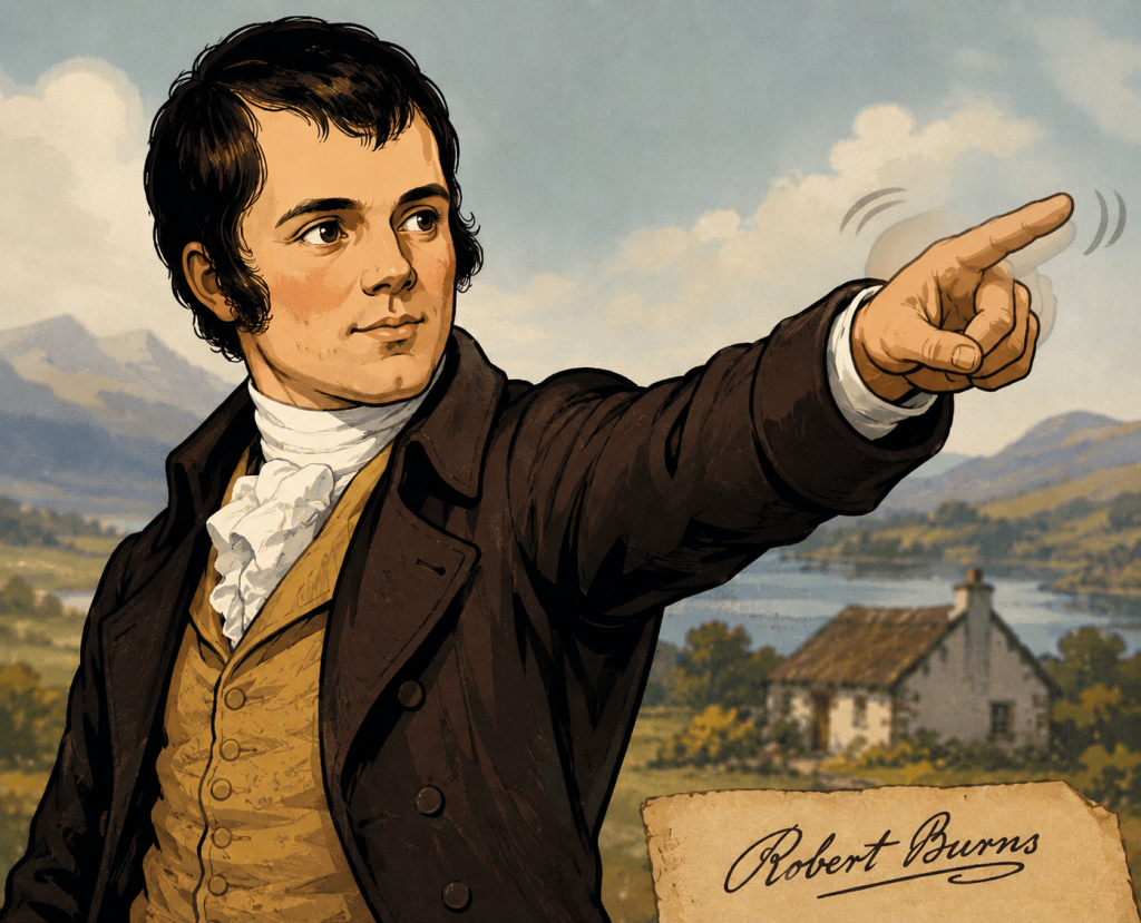 Rabbie Burns pointing 