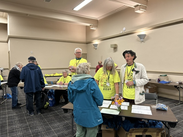 Getting everybody ready to receive the hundreds of registrants